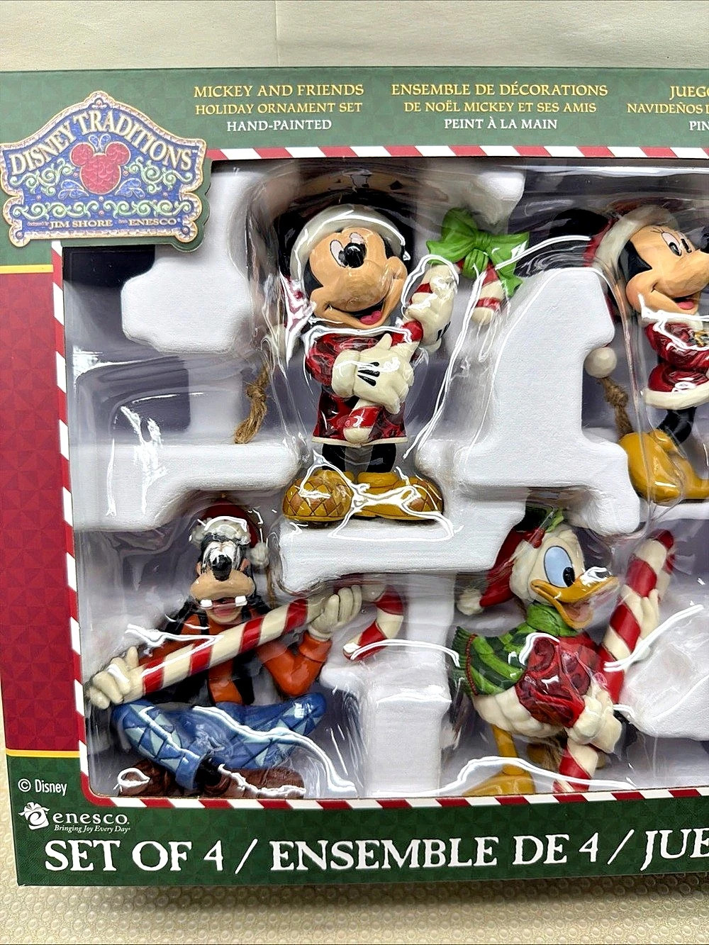 Disney Traditions Mickey and Friends Set of 4 Set of 4 Holiday Ornaments NWT